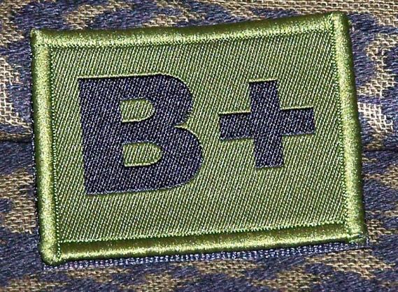 ID Patch Bloodgroup OD Green / Desert with Velcro B Pos