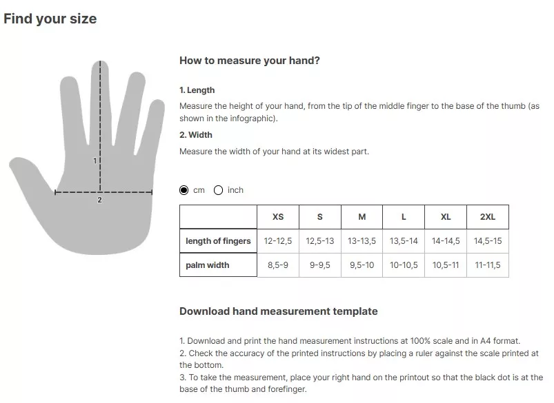 HGrßentabelle Patrol Gloves