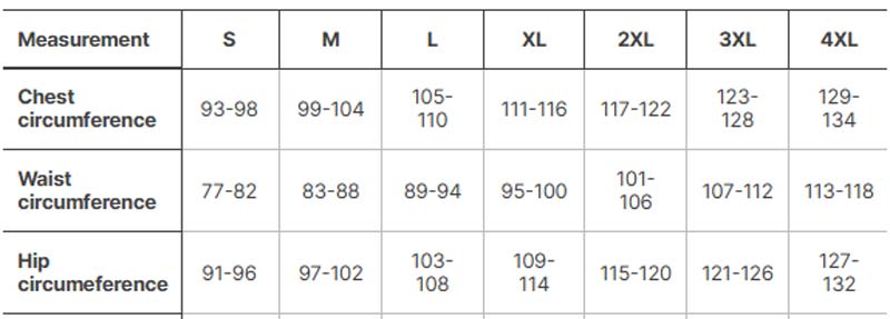 Größentabelle Helikon-Tex Long Sleeve Shrt