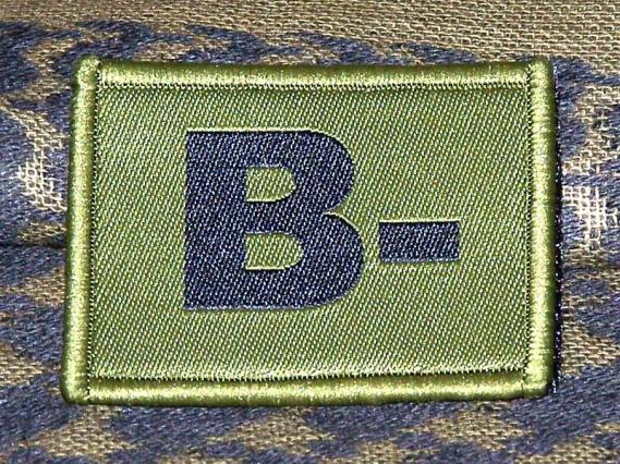 ID Patch Bloodgroup OD Green / Desert with Velcro B Neg