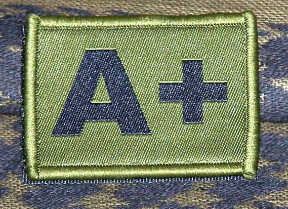 ID Patch Bloodgroup OD Green / Desert with Velcro A Pos