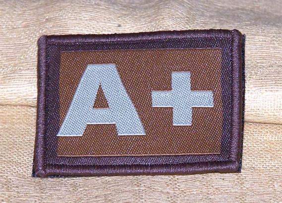 ID Patch Bloodgroup OD Green / Desert with Velcro A Pos