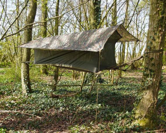 JUNGLE HAMMOCK/MINIZELT MIT CANVAS BODEN US WOODLAND CAMOUFLAGE