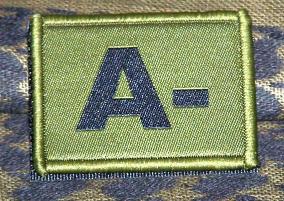 ID Patch Bloodgroup OD Green / Desert with Velcro A Neg