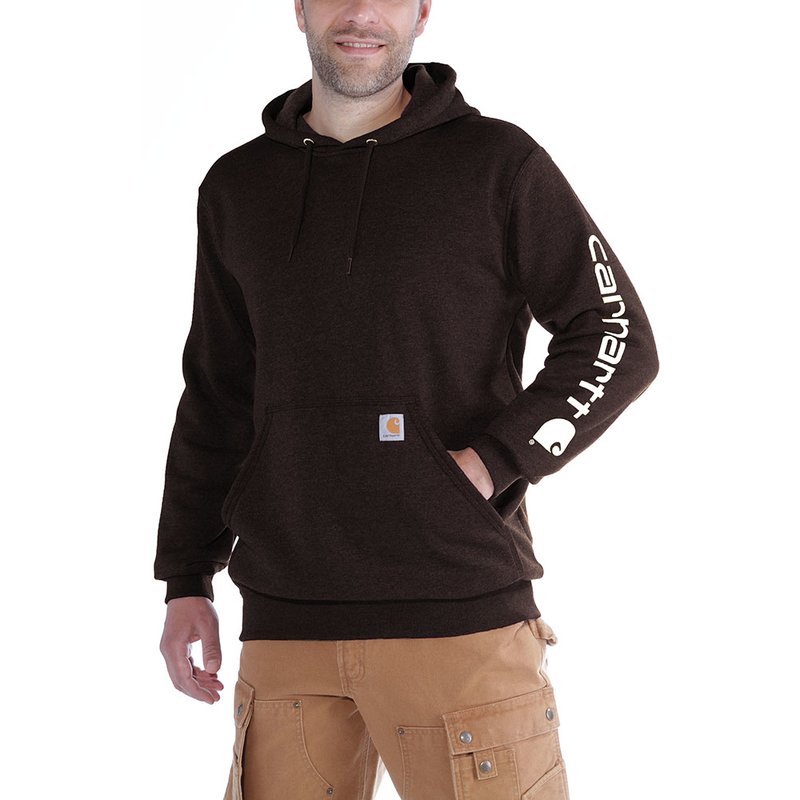CAMOSTORE CARHARTT MIDWEIGHT HOODED LOGO SWEATSHIRT DARK BROWN