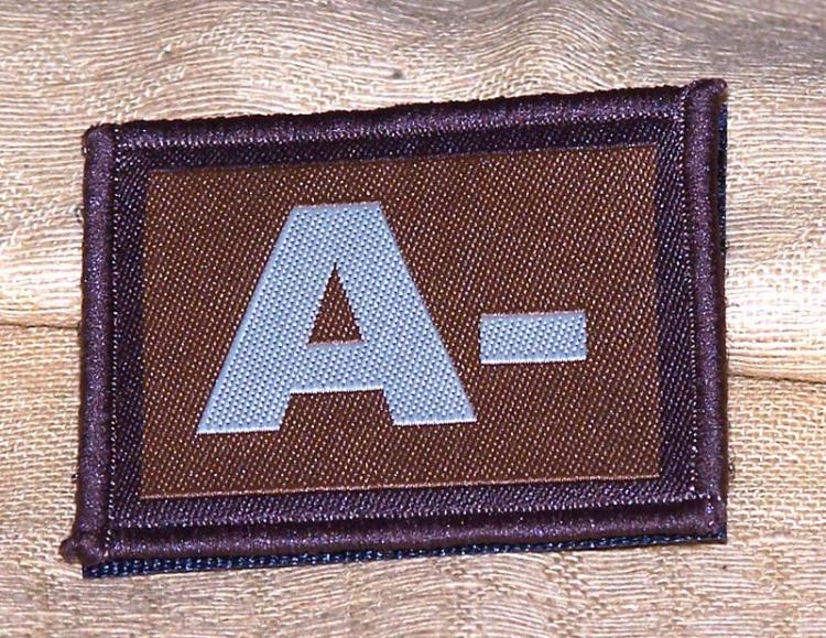 ID Patch Bloodgroup OD Green / Desert with Velcro A Neg