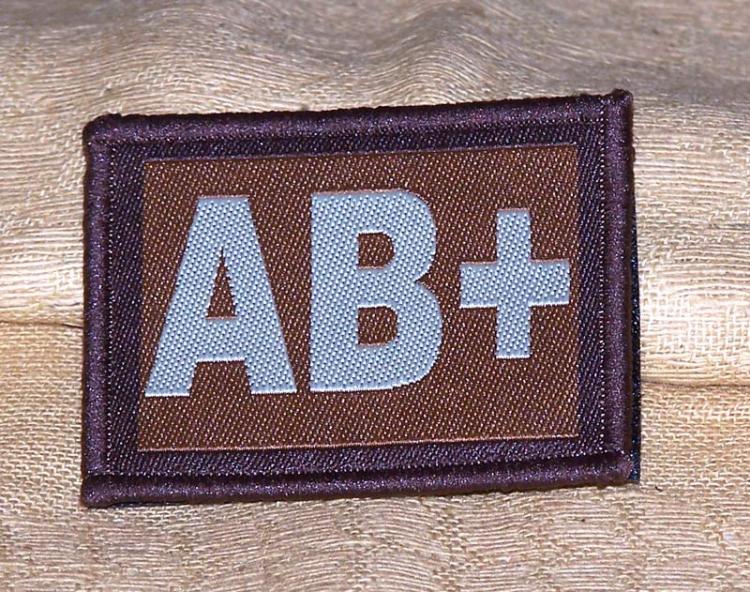 ID Patch Bloodgroup OD Green / Desert with Velcro AB Pos