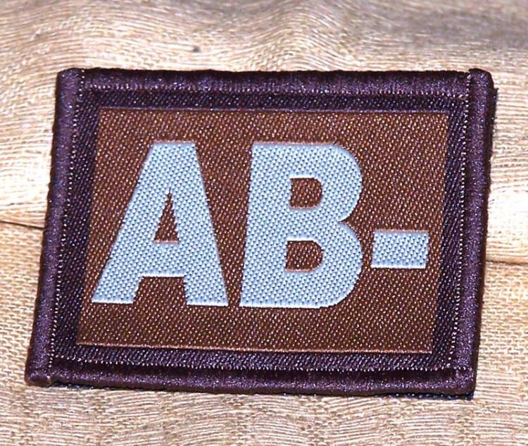 ID Patch Bloodgroup OD Green / Desert with Velcro AB Neg