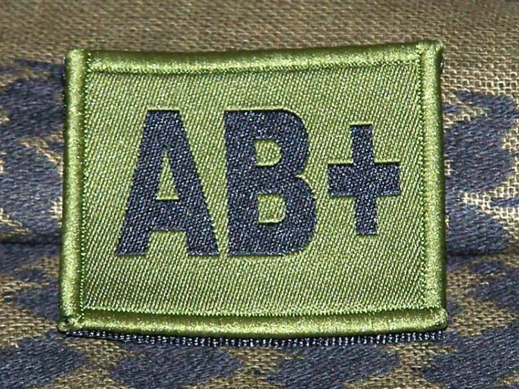 ID Patch Bloodgroup OD Green / Desert with Velcro AB Pos