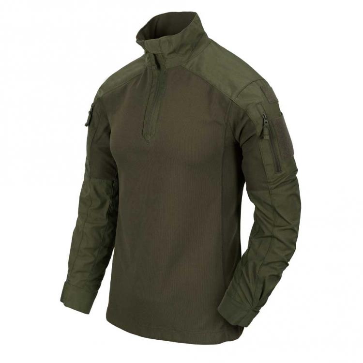 Helikon-Tex Men's MBDU Combat Shirt - Olive Green, NyCo, Size L, Anatomical Cut, Zippered Pockets